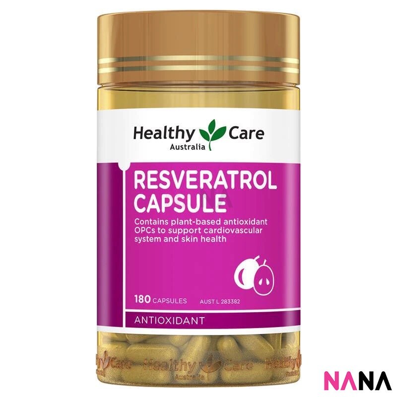 อาหารเสริม Healthy Care Resveratrol 180Capsules (EXP:08 2026) อาหารเสริมดูแลสุขภาพหัวใจและหลอดเลือด 180 เม็ด
