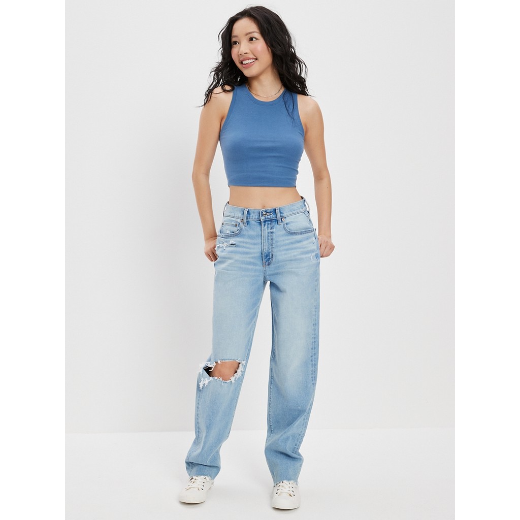 American Eagle กางเกงยีนส์ผู้หญิง HIGHEST RISE BAGGY STRAIGHT สี FADED LIGHT - 043-4469-455