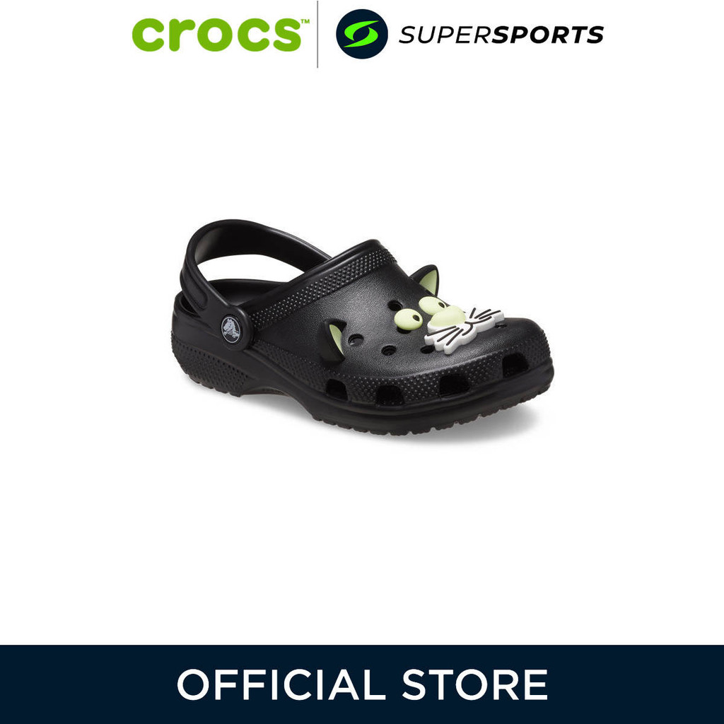CROCS Classic Glow-In-the-Dark Black Cat Clog Toddler รองเท้าลำลองเด็ก