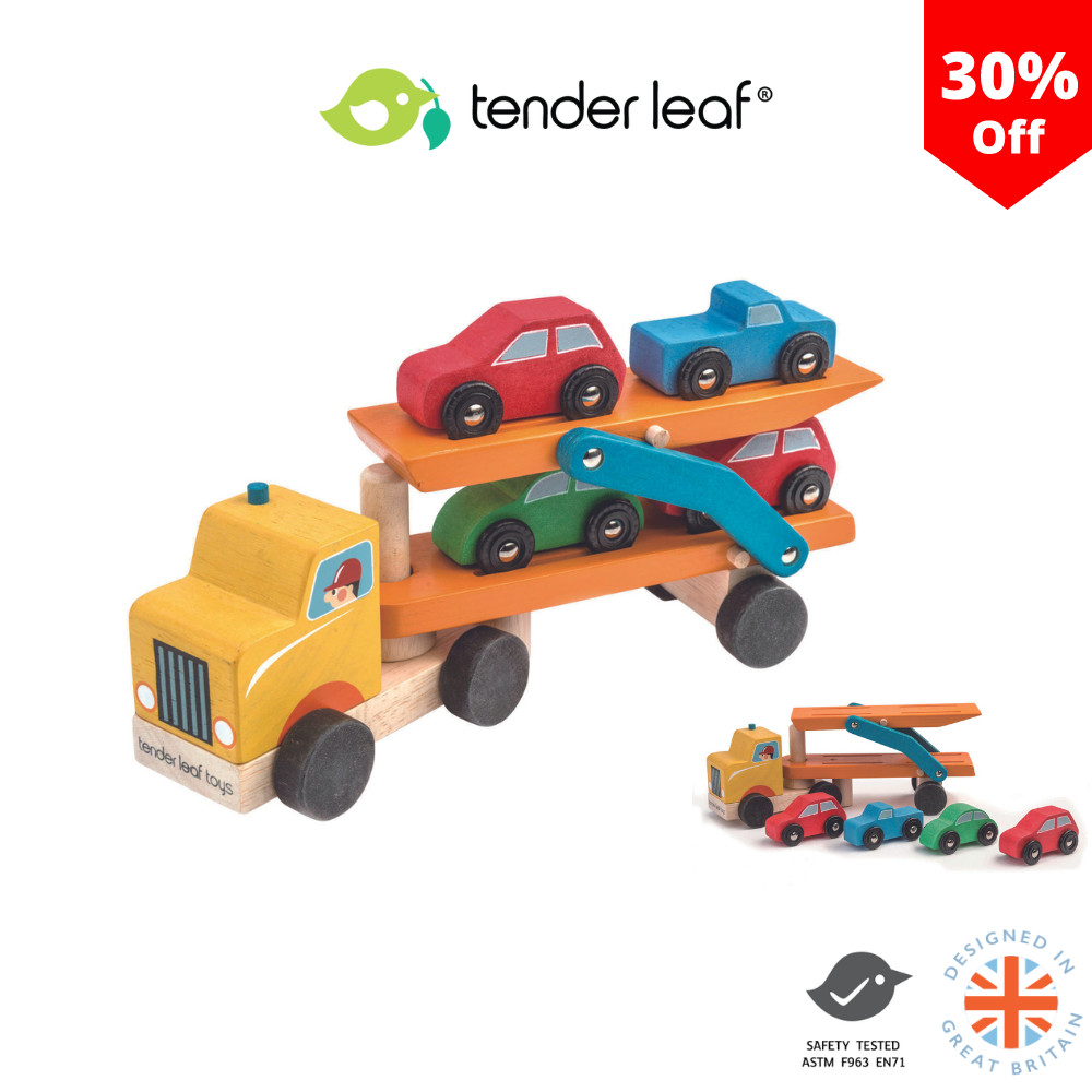 Tender Leaf Toys ของเล่นไม้ รถของเล่น รถบรรทุกรถยนต์ Car Transporter