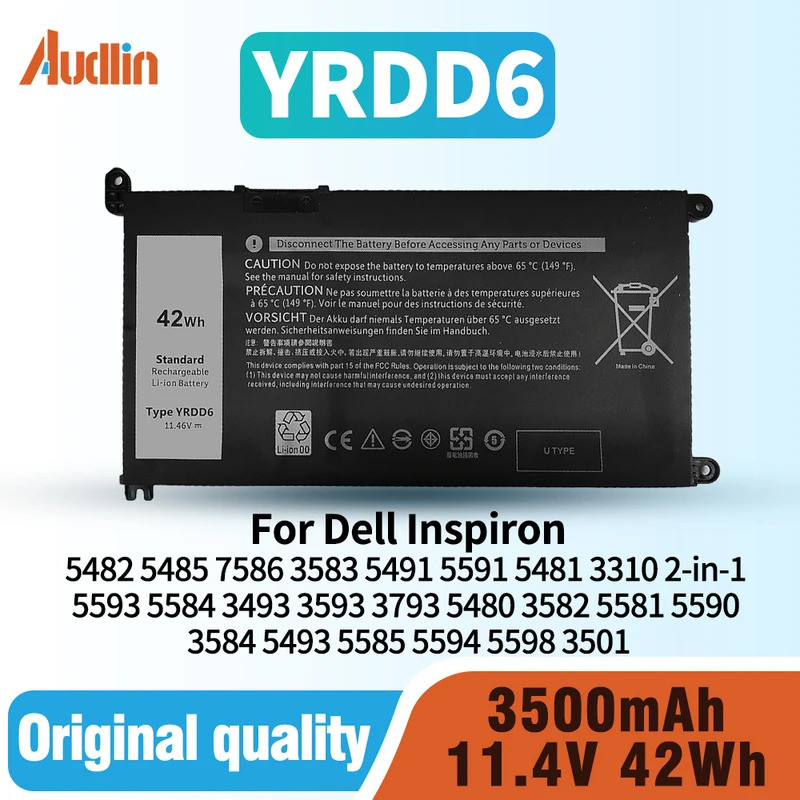 แบตเตอรี่1VX1H YRDD6สำหรับ Dell Inspiron 5482 5485 7586 3583 5491 5591 3310 2-In-1 5593 5584 3493 54