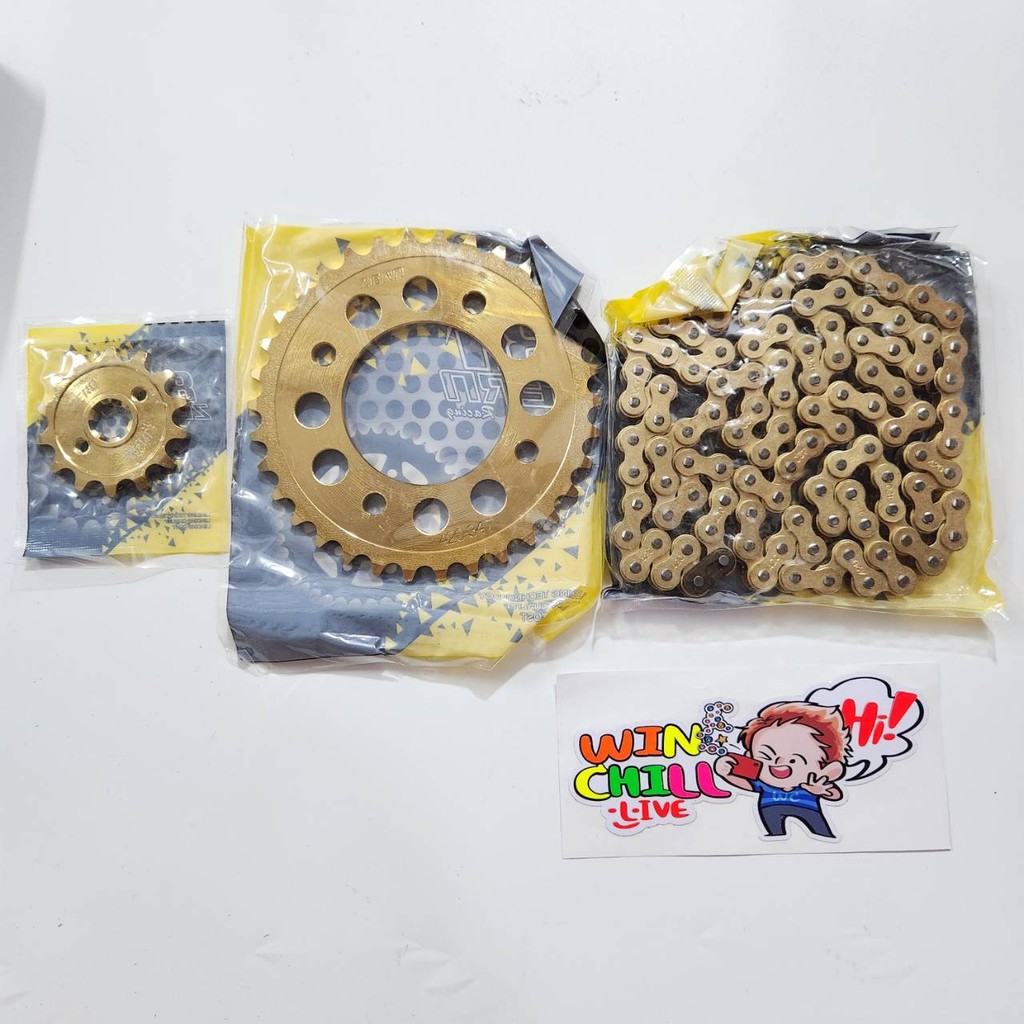 สีทอง เจาะไล่เบา ZERN81 ชุด โซ่สเตอร์ 420 14-34-108L ใช้สำหรับอามยืดอามย่อได้ WAVE110i / WAVE125S / WAVE125R / WAVE100S