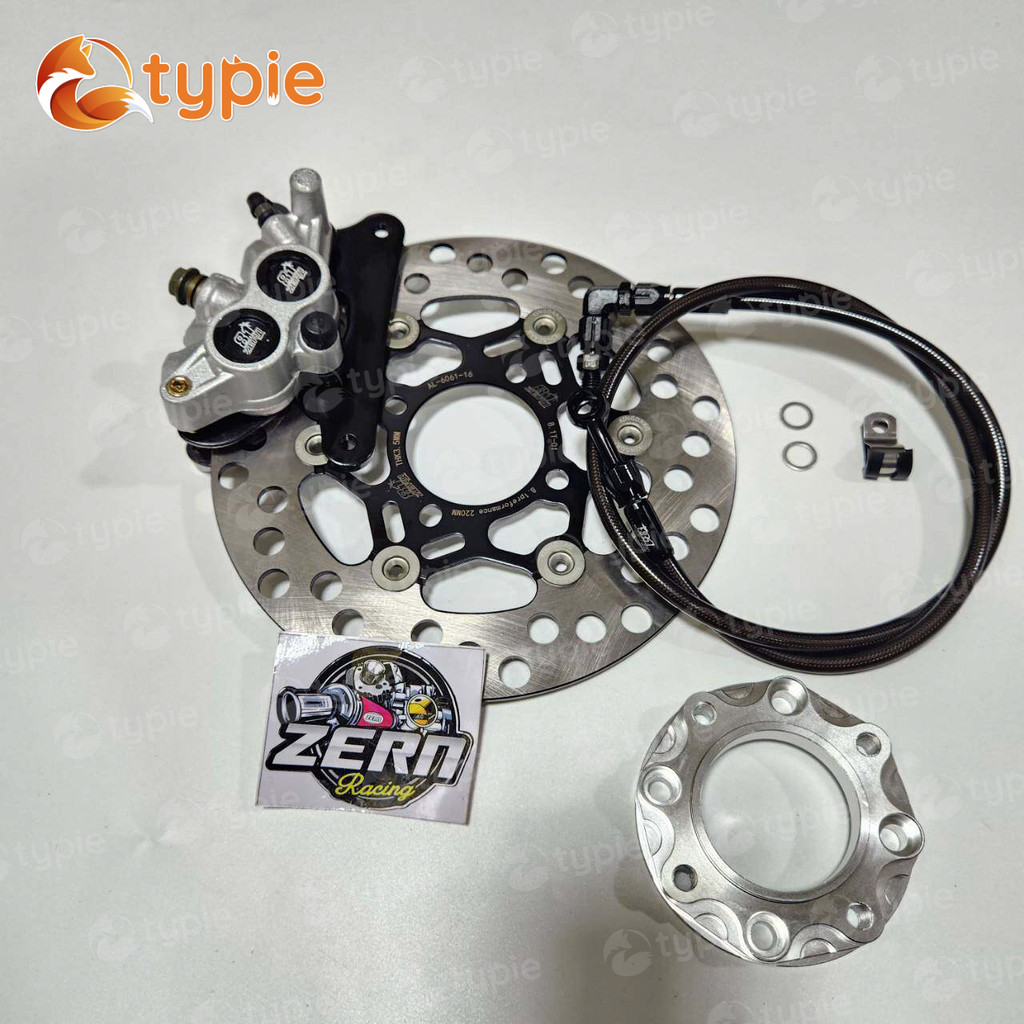 ปั๊มล่าง ZERN81 2พอท สีดำ เวฟ125R + จานจูปีเตอร์ ดำหมุดเทา + สเปเซอร์ สีเงิน + สายเบรคZERN81 สีดำ หัว90 เวฟ125R