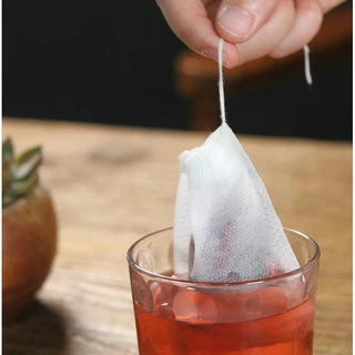 ถุงชา เปล่า 100 ชิ้น ผ้าไม่ทอแบบใช้แล้วทิ้ง พร้อมเชือก กรองชงชา ใส่ยาต้ม tea bag