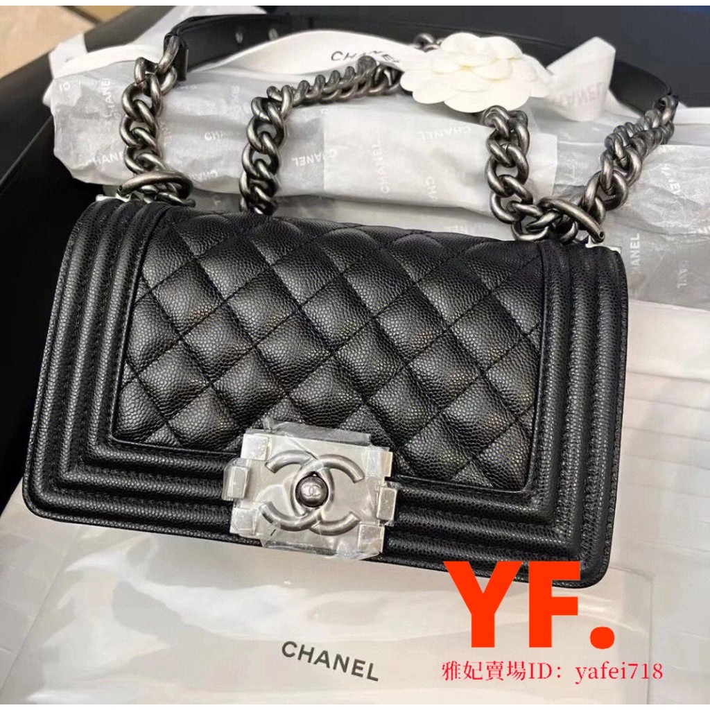 มือสอง] CHANEL Le Boy A67086 กระเป๋าสะพายลายลิ้นจี่หัวเข็มขัดเงินวินเทจขนาดเล็กกระเป๋าสะพายข้างกระเป