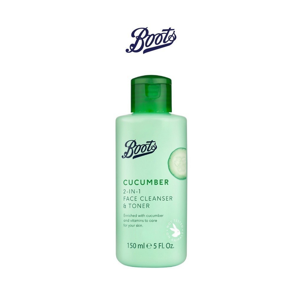 Boots Cucumber บู๊ทส์ คิวคัมเบอร์ 2-อิน-1 เฟซ คลีนเซอร์ & โทนเนอร์ 150 มล