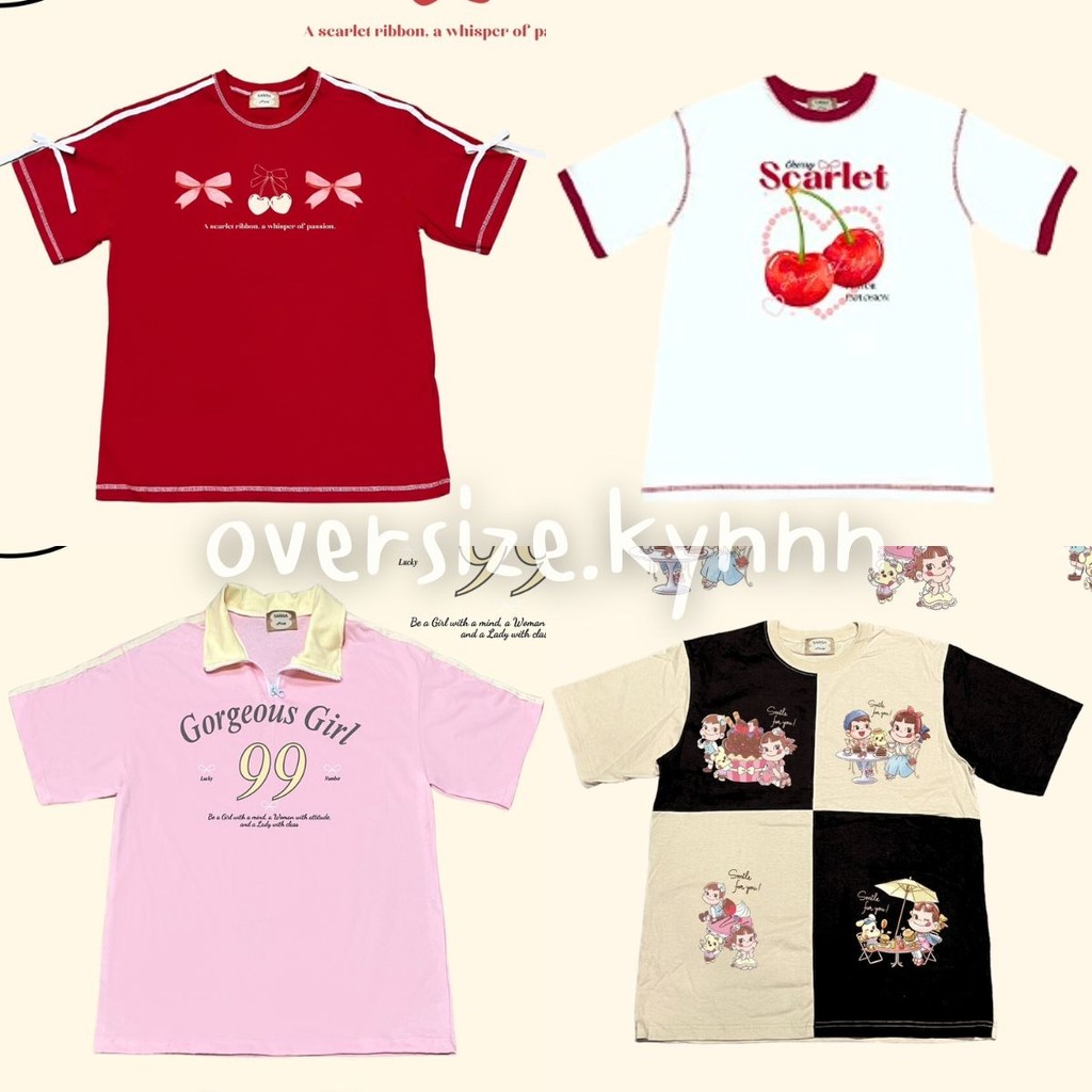 NEW!! รวมเสื้อยืด Oversize ผ้าคอตตอน 100% หนานุ่ม สกรีนคุณภาพอย่างดี ป้าย SARISA