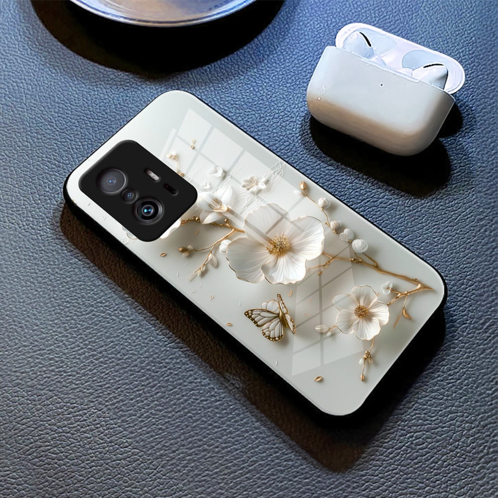 ดอกไม้สีขาว เคส กระจก Xiaomi Mi 11t 11T pro 10 Ultra h3f1908