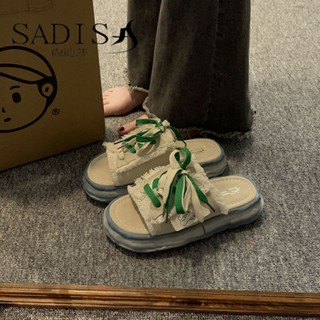 SADISA รองเท้าแตะผู้หญิงแฟชั่นวัสดุ PU พื้นหนาสวมใส่สบายใหม่เข้ากัน