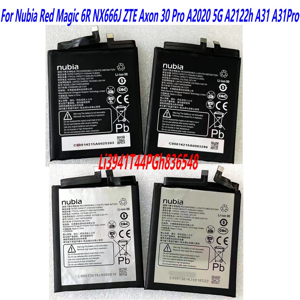 Original Li3941T44PGh836548แบตเตอรี่สำหรับ Nubia Red Magic 6R NX666J ZTE Axon 30 Pro A2020 5G A2122h