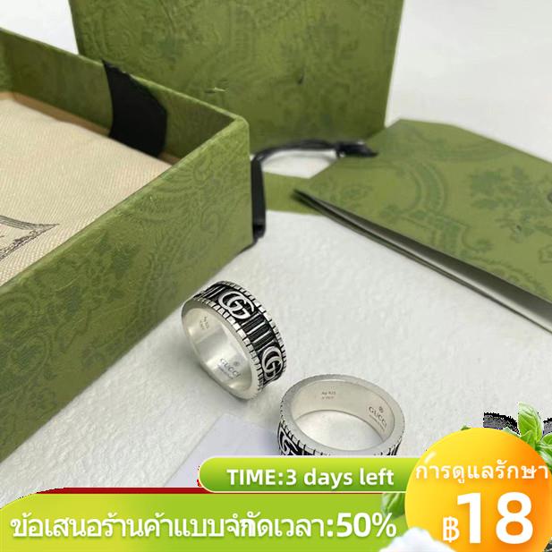 ✆✐925 เงินสเตอร์ลิงG-Shaped RetroแหวนElf Skull Love Fearlessผู้ชายและผู้หญิงนิ้วมือตั้งครรภ์Enamelบุคลิกภาพคู่คู่แหวน