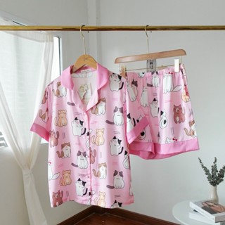 ชุดนอน Muslin pajamas [ โค้ด MUSSEP130 ลด 130 ฿] Silk Satin ( รุ่น N1,N2,N3,N4,N5,T1,T2,T3,T4,T5 )