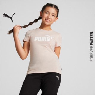 PUMA KIDS - เสื้อยืดคอกลมเด็กโต Essentials Logo Tee สีชมพู - APP - 58702947