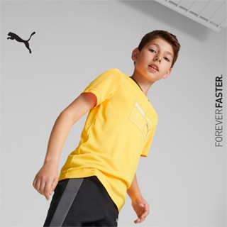 PUMA KIDS - เสื้อยืดลายกราฟิกเด็กโต Active Sports สีส้ม - APP - 67007838