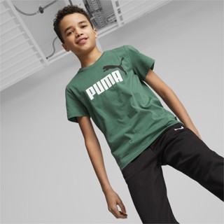 PUMA KIDS - เสื้อยืดคอกลมเด็กโต Essentials+ Two-Tone Logo Tee สีเขียว - APP - 58698537