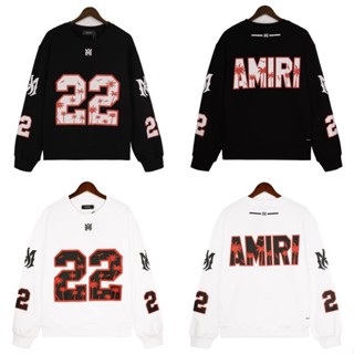 พร้อมส่ง am *** iri เสื้อกันหนาวแขนยาว คอกลม ผ้าฝ้าย พิมพ์ลาย สําหรับเล่นกีฬา