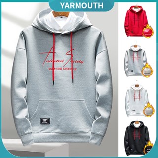 Yyr_ เสื้อกันหนาว มีฮู้ด สีพื้น สําหรับผู้ชาย