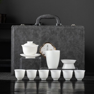 ▨Bingzhong หยก Porcelain หรูหราชุดชาโฮมออฟฟิศเซรามิคชามชาถ้วยชุด High-end ของขวัญกล่อง