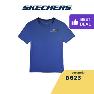 Skechers สเก็ตเชอร์ส เสื้อยืดแขนสั้นผู้ชาย Men Performance Running Short Sleeve Tee - SP22Q4M421-01G9