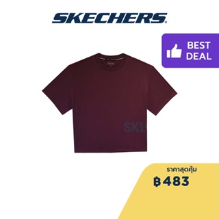 Skechers สเก็ตเชอร์ส เสื้อยืดแขนสั้นผู้หญิง Women Performance Running Short Sleeve Tee - SP22Q4W361-WINE