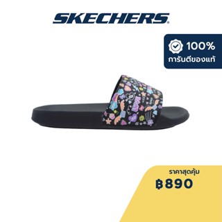 Skechers สเก็ตเชอร์ส รองเท้าแตะผู้หญิง Women Cali Side Lines 2.0 Skool Daze Walking Slides - 8730080-BKMT