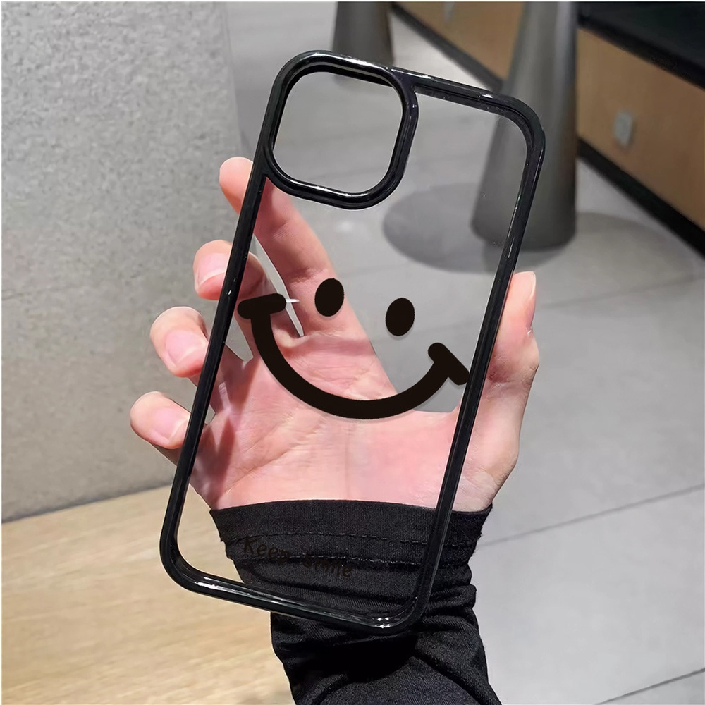 เคสอะคริลิคใส แบบแข็ง ลายหน้ายิ้ม สําหรับ iphone 14 pro Max 11 13 12 7Plus 8 X XS Max