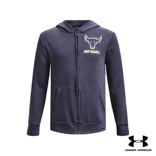 Under Armour UA Boys Project Rock Fleece Bull Full-Zip Hoodie อันเดอร์ อาร์เมอร์ เสื้อออกกำลังกายสำหรับเด็กผู้ชาย