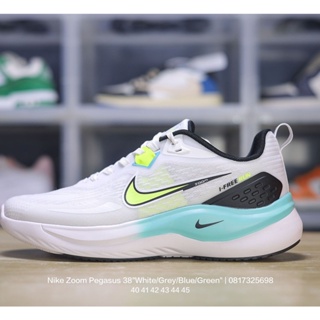 Nike Zoom Pegasus 38 "White/Grey/Blue/Green" 38 Generation Super Pegasus Turbo Marathon รองเท้าผ้าใบลําลอง เหมาะกับการวิ่งจ็อกกิ้ง