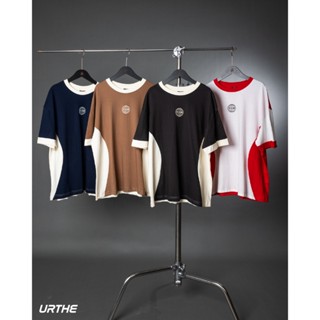 URTHE - เสื้อยืด แขนสั้น สกรีนลาย รุ่น Curved Side