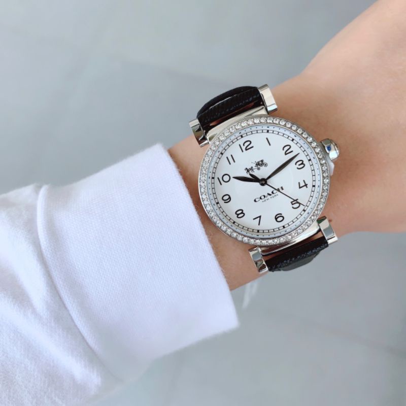 💥⌚นาฬิกาโค้ชผู้หญิง หน้าปัดขนาด 32mm.สายหนังดำ
New Coach Coach Madison Silver Dial Ladies Fashion Wa