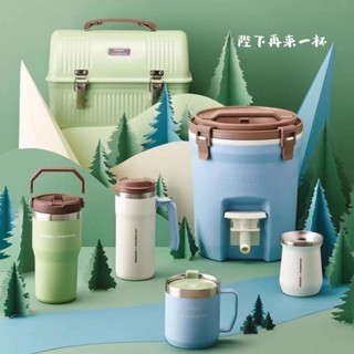 ◕Starbucks Cup เกาหลี 2022 Forest Green Beige Blue Stainless Steel Insulated Cup Picnic Box Bucket