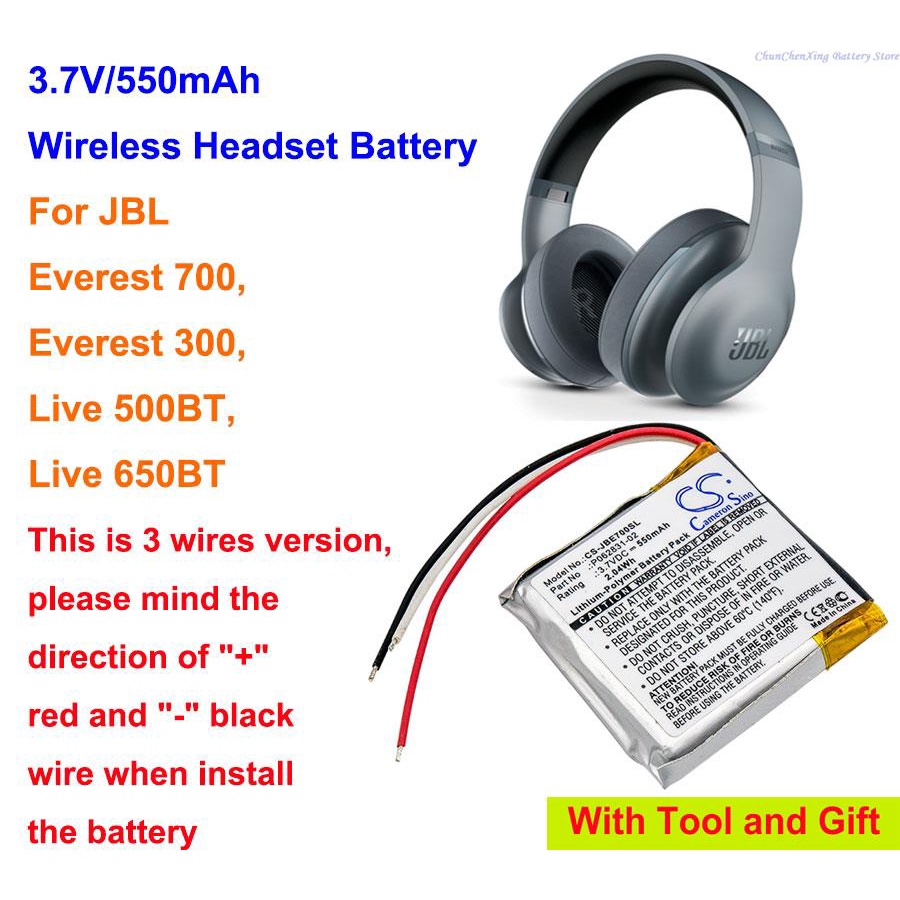 OrangeYu 550mAh Wireless Headset Battery P062831-02 for JBL Everest 700, Everest 300, Live 500BT,Liv