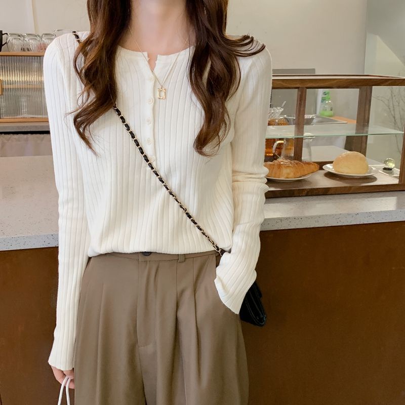 Suyan ใหม่ เสื้อกันหนาวแขนยาว คอกลม ผ้าถัก สไตล์เกาหลี แฟชั่นสําหรับผู้หญิง