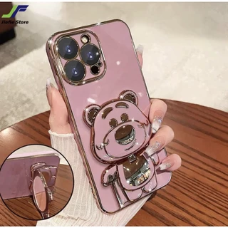 จากไทย เคสขาตั้ง สำหรับ Samsung A06 A07 A08 A05 A04 A03 ลาย หมีล็อตโซ่ กระจก แต่งหน้า ตั้งได้