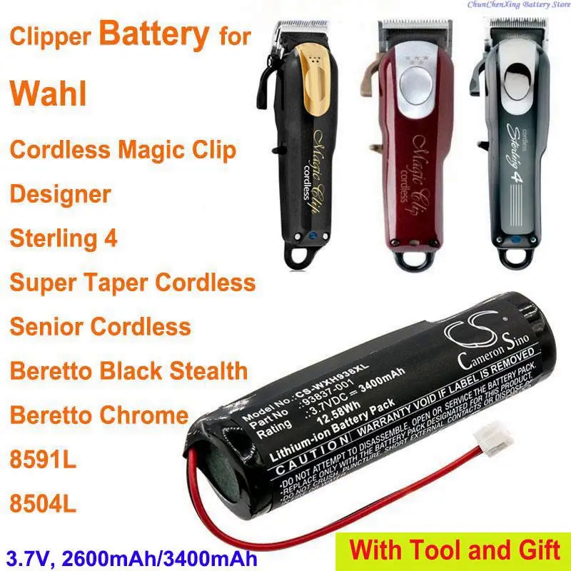 ZI0W OrangeYu 2600mAh/3400mAh Battery for WAHL Cordless Magic Clip, Designer, Sterling 4, Super Taper Cordless, Senior C