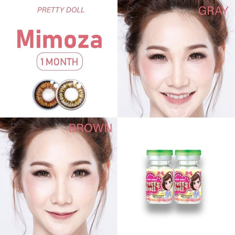 คอนแทคเลนส์ รุ่น Nudy 3 Tone / Mimoza สีเทา/ตาล Gray/Brown มีค่าสายตา (0.00) เปลี่ยนแทนทุกเดือน