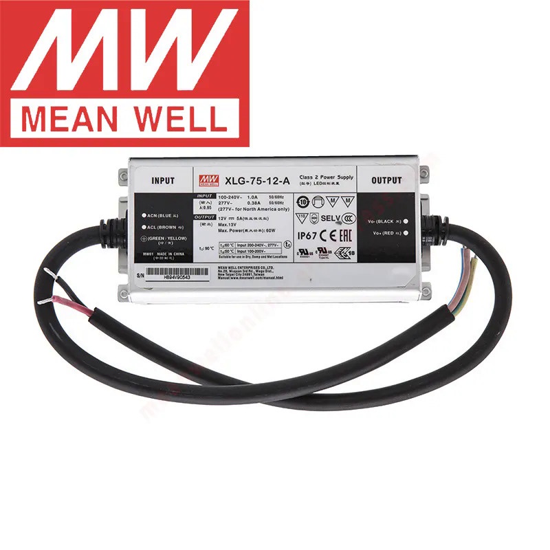 Mean Well IP67เคสโลหะถนน/โคมไฟตึกระฟ้า Meanwell 75W แรงดันคงที่/ไดรเวอร์ LED กระแสคงที่