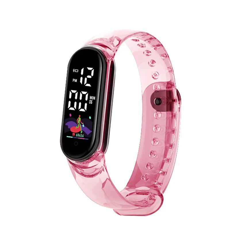 13U Transparent Candy Color Women Watches for Boy Girls Sports Silicone Watch LED Digital Kids Watch Fashion Smart W0G