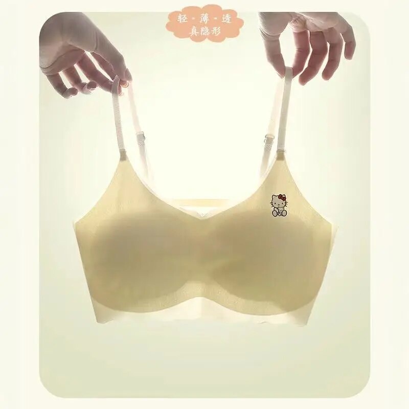 76I Kawaii Sanrios Girls Developmental Tube Top Sports Seamless Bra Underwear Wrapped Chest Anime He