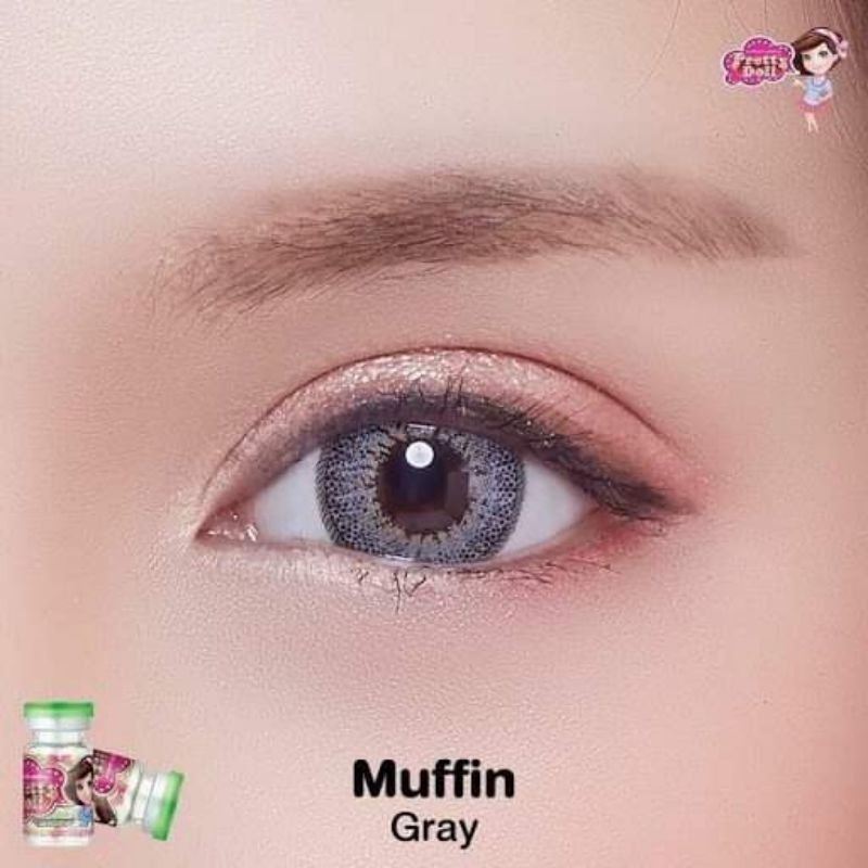 คอนแทคเลนส์ รุ่น Muffin สีเทา/ตาล Gray/Brown ค่าสายตาปกติ (0.00) เปลี่ยนแทนทุกเดือน