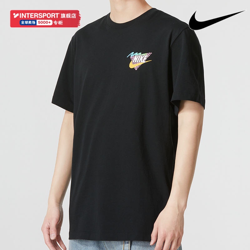 ☊☃☍Nike Nikeแขนสั้นผู้ชาย2023ฤดูหนาวใหม่เสื้อยืดวิ่งกีฬาครึ่งแขนเสื้อคอกลมสีดำFD6637