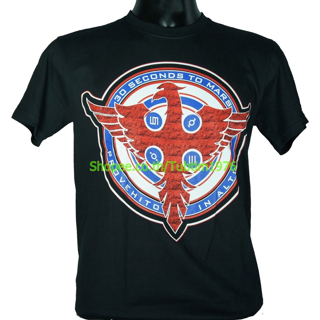 เสื้อวง 30 Seconds To Mars ลาย โลโก้ฟีนิกซ์ Graphic Band Tee Rock / สีดำ TS810