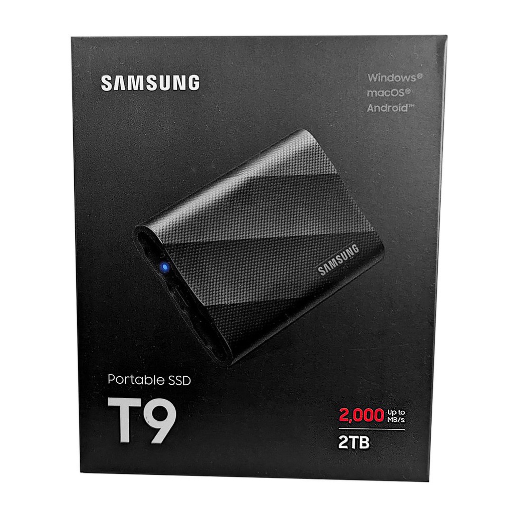 Samsung 2TB T9 Portable SSD (Black) MU-PG2T0B - USB 3.2 Gen 2x2, up to 2000MB/s