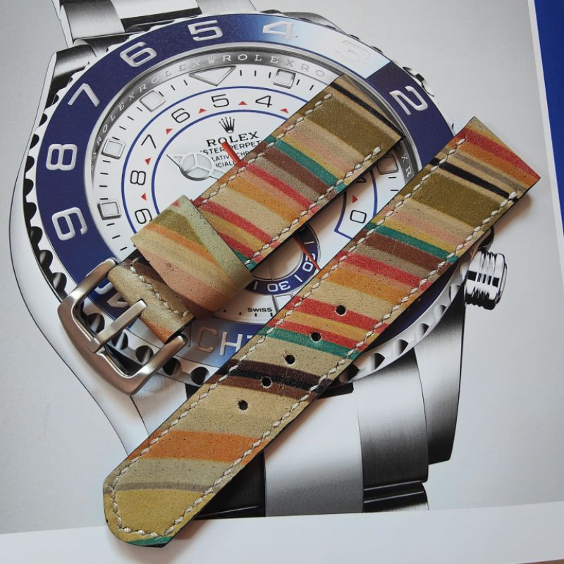 สายนาฬิกา 22 mm. หนังแท้ ตัดจากกระเป๋า Paul Smith ของแท้ งาน Handmade บัคเคิ้ล22mm. แถมสปริงบาร์