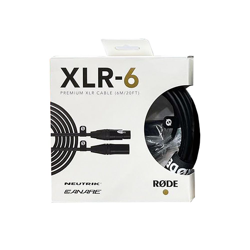 Rode XLR-6 Premium XLR Cable (6m, Black) - Canare cable & Neutrik XLR connectors
