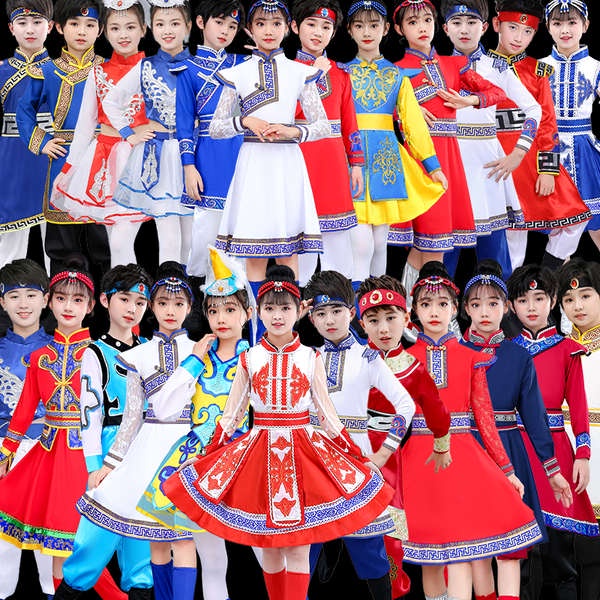 ชุดเซ็ตเด็ก ชุดเซ็ทเด็ก เด็กผู้หญิงเต้นรำมองโกเลีย Horseshoe Ladda Mongolian เสื้อผ้าเด็กชาย Little Jun Horse ตะเกียบเต้นรำ
