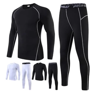 สื้อกีฬาแขนยาว เสื้อรัดรูปชาย+กางเกงรัดกล้าม กางเกงวิ่งชาย  [กทม. พร้อมส่ง]