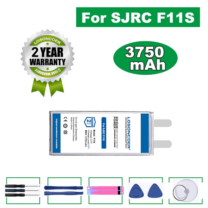 LOSONCOER แบตเตอรี่3750มิลลิแอมป์ชั่วโมงสำหรับ SJRC F11S จมูกที่มีแบตเตอรี่ที่มีประสิทธิภาพ | บินไกล