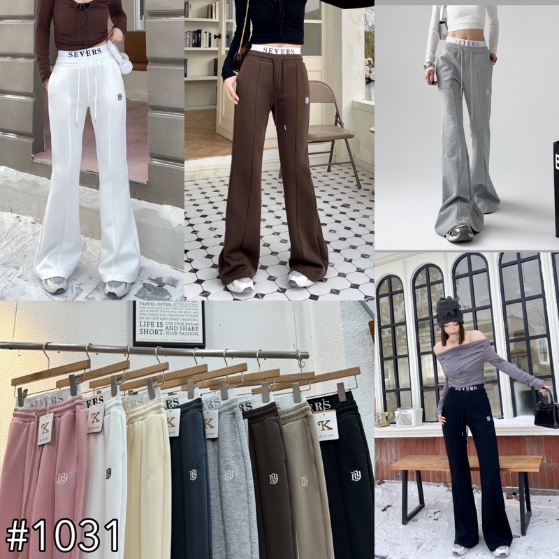 1031#กางเกงขาม้าแต่งเอวยางป้ายkeltis