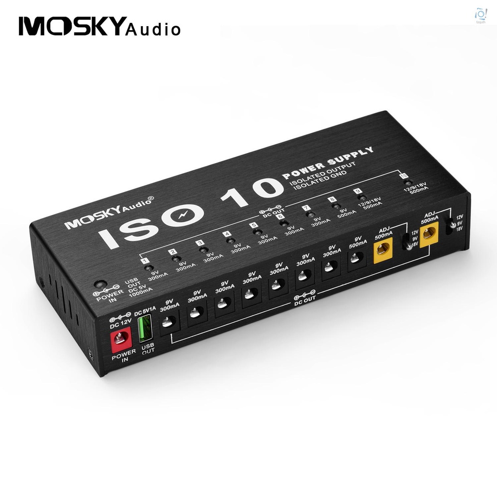 [Local Delivery]MOSKYAudio ISO-10 Portable Guitar Effect Power Supply Station 10 Isolated DC Outputs &amp; One 5V USB Output